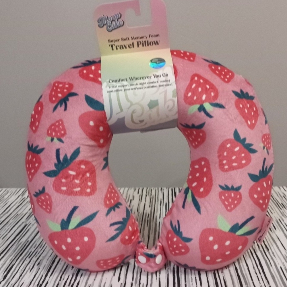 Pink Strawberry Travel Pillow